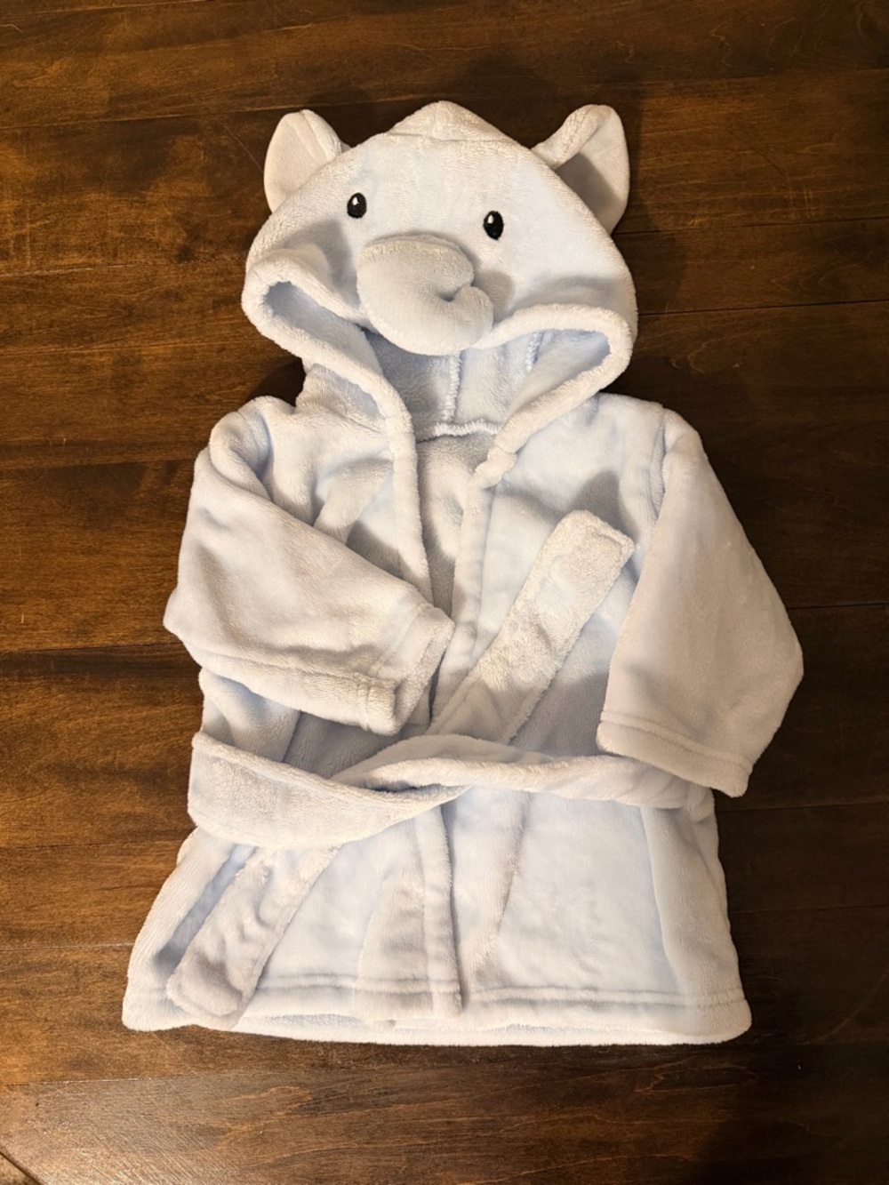 Plush Elephant Hooded Kids Robe - Light Blue